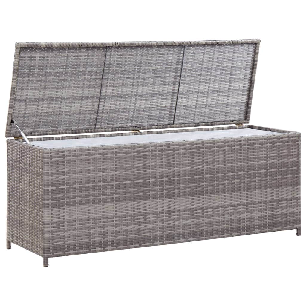 Garden Storage Box Grey Poly Rattan