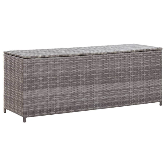 Garden Storage Box Grey Poly Rattan