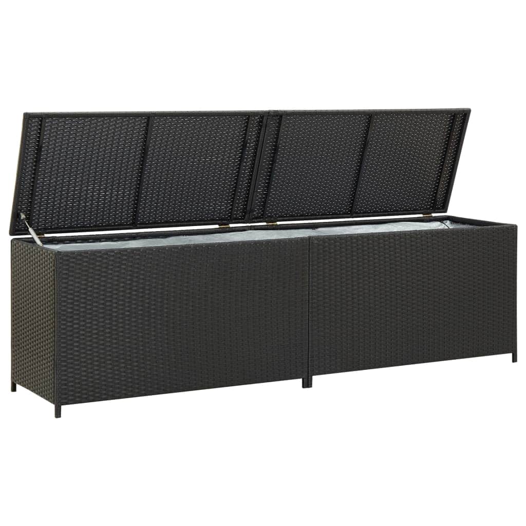 Garden Storage Box Poly Rattan Black