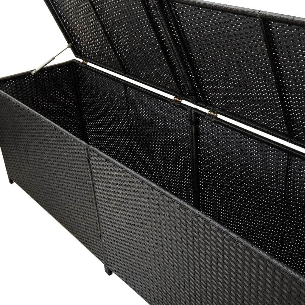 Garden Storage Box Poly Rattan Black