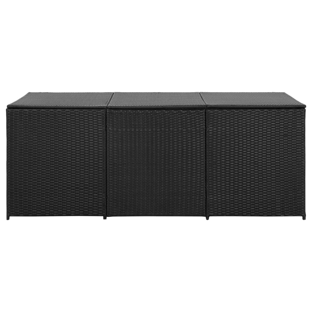 Garden Storage Box Poly Rattan  Black