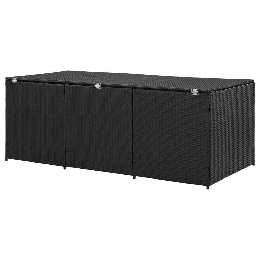 Garden Storage Box Poly Rattan  Black
