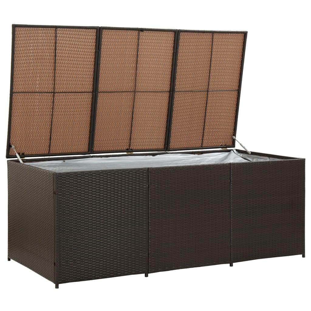 Garden Storage Box Poly Rattan  Brown