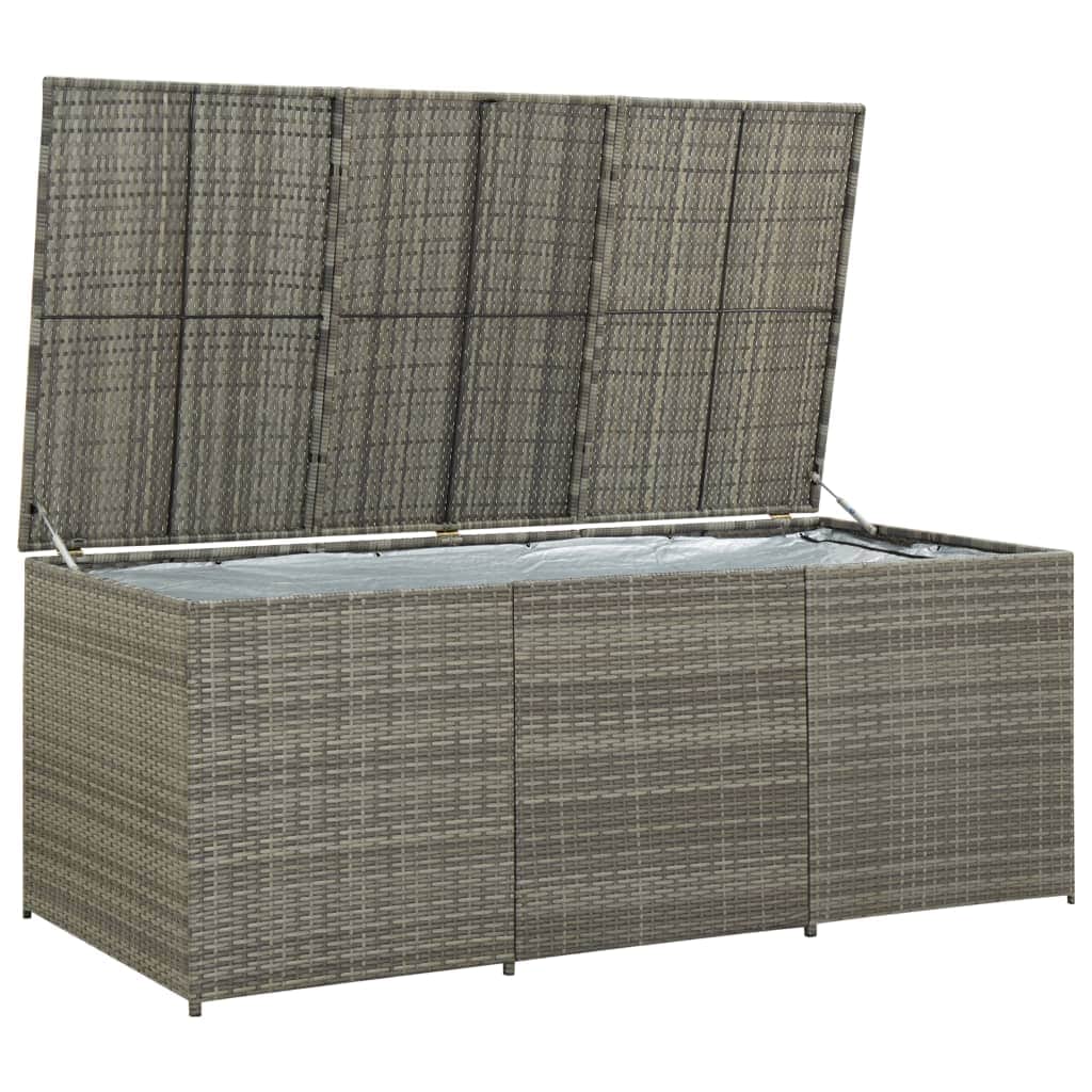 Garden Storage Box Poly Rattan Grey