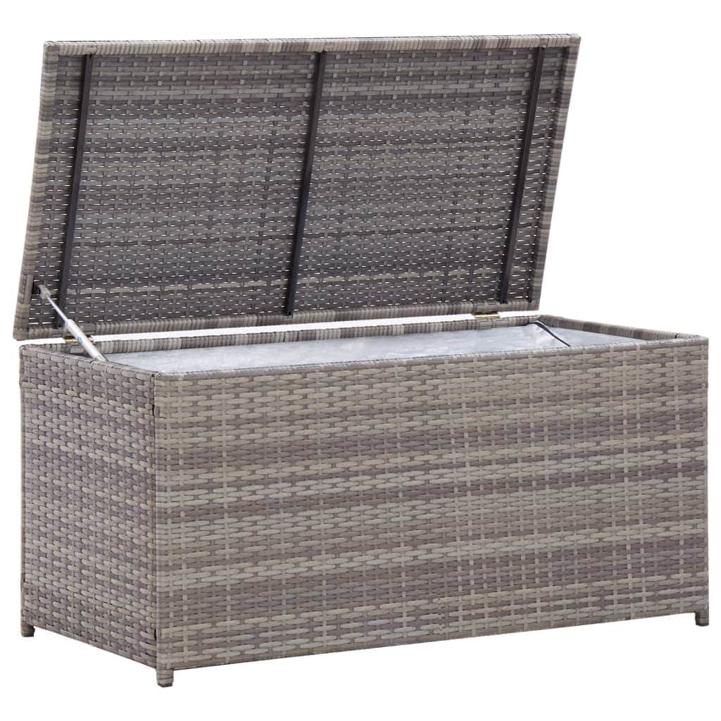 Grey colour - Garden Storage Box Poly Rattan Grey