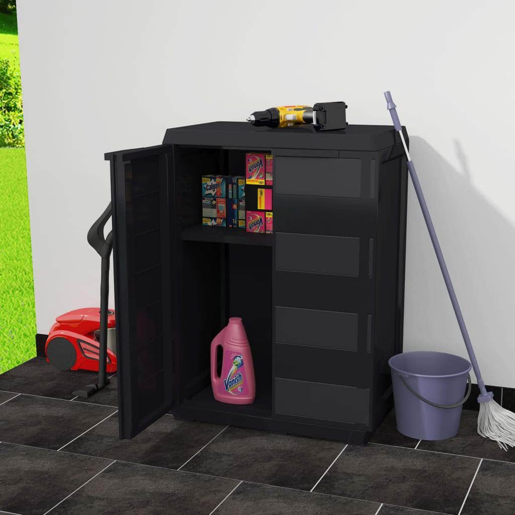 Garden Storage Cabinet with 1 Shelf Black