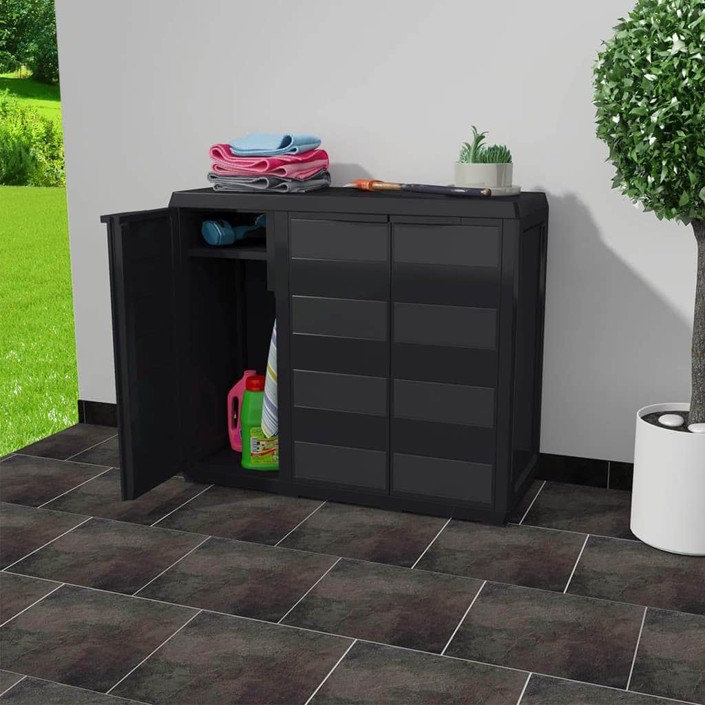Garden Storage Cabinet with 2 Shelves Black - Simple deals