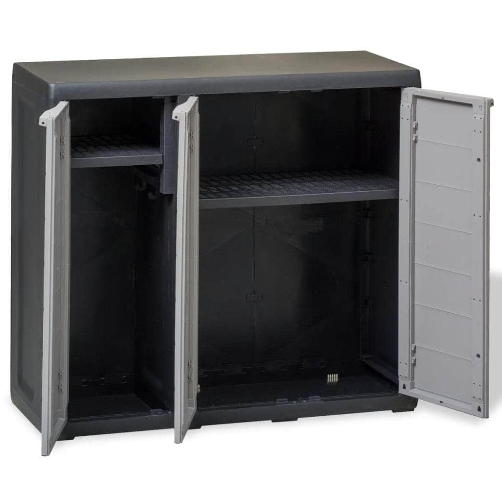 Garden Storage Cabinet with 2 Shelves Black and Grey - Simple deals