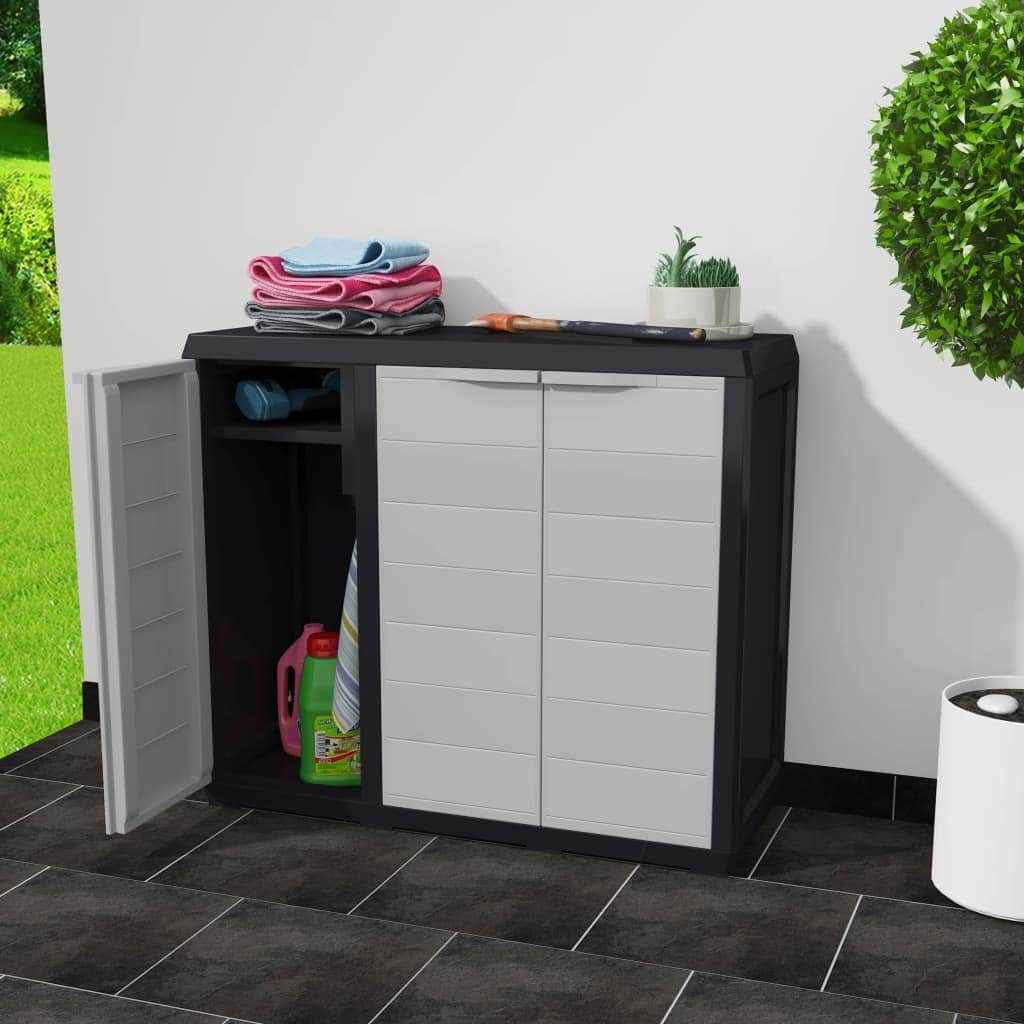Garden Storage Cabinet with 2 Shelves Black and Grey - Simple deals