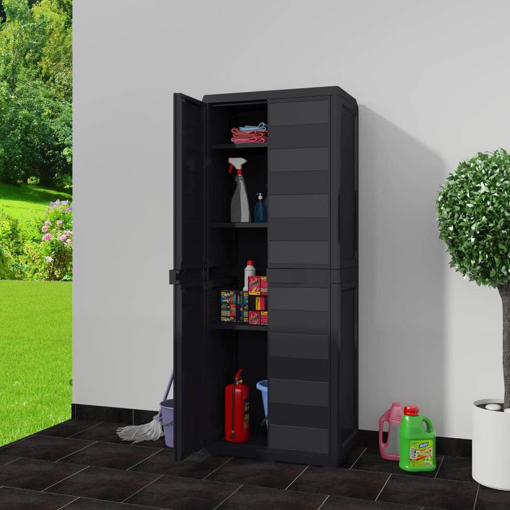 Garden Storage Cabinet with 3 Shelves Black - Simple deals