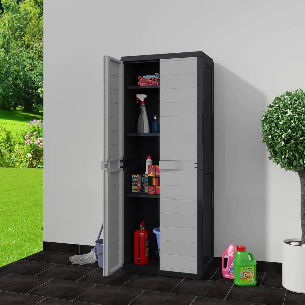Garden Storage Cabinet with 3 Shelves Black and Grey - Simple deals