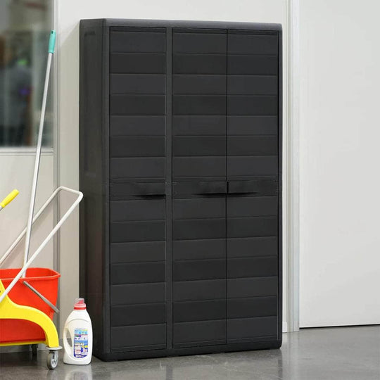 Garden Storage Cabinet with 4 Shelves Black - Simple deals