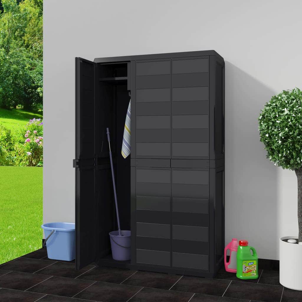 Garden Storage Cabinet with 4 Shelves Black - Simple deals