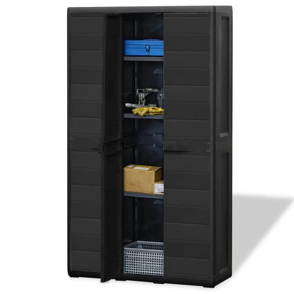 Garden Storage Cabinet with 4 Shelves Black - Simple deals