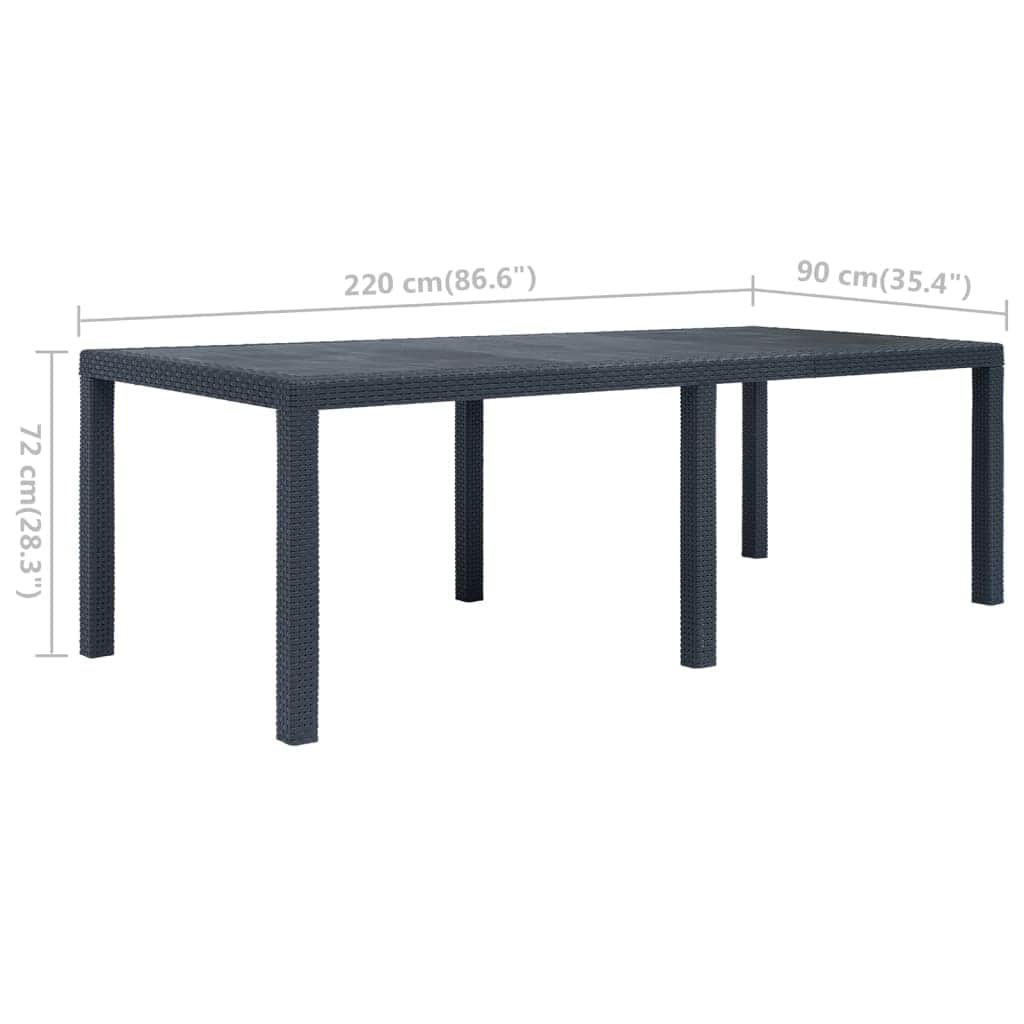 Garden Table Anthracite Plastic Rattan Look