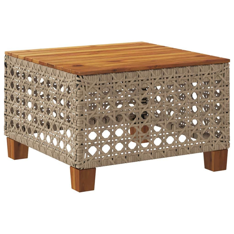 Beige colour - Garden Table Beige Poly Rattan Acacia Wood