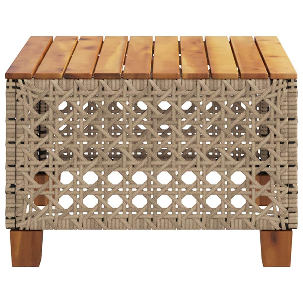 Garden Table Beige Poly Rattan Acacia Wood