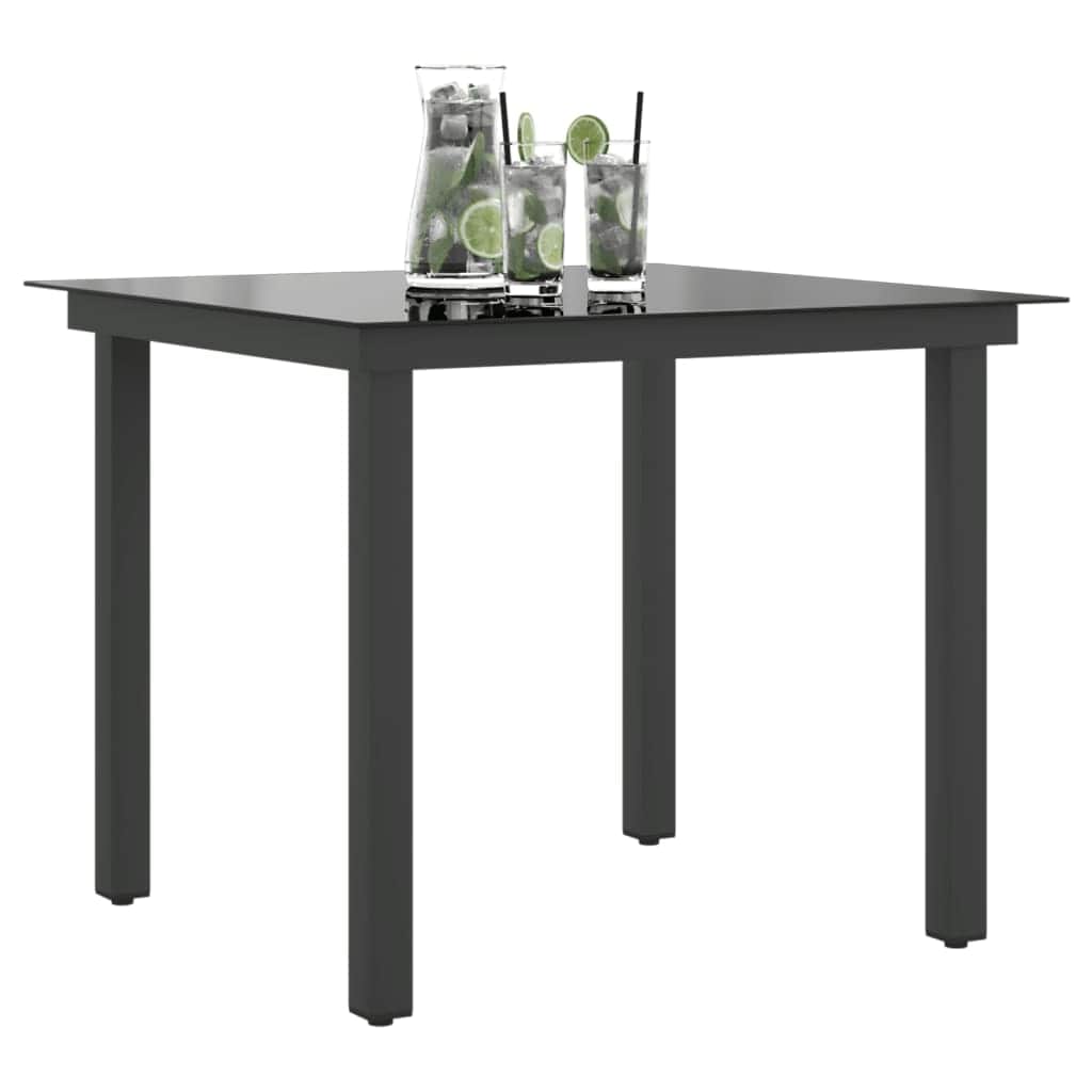Garden Table Black Aluminium and Glass - Simple deals