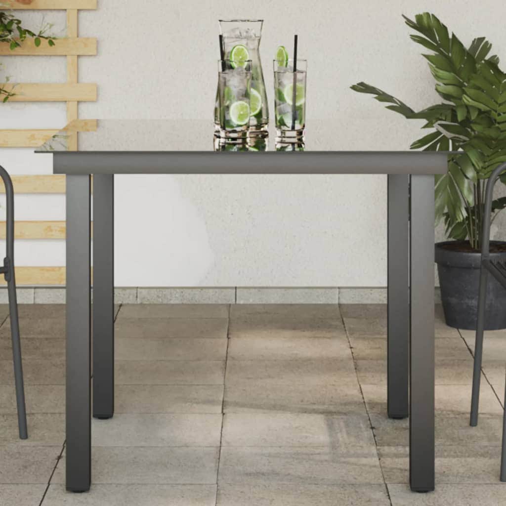 Garden Table Black Aluminium and Glass - Simple deals