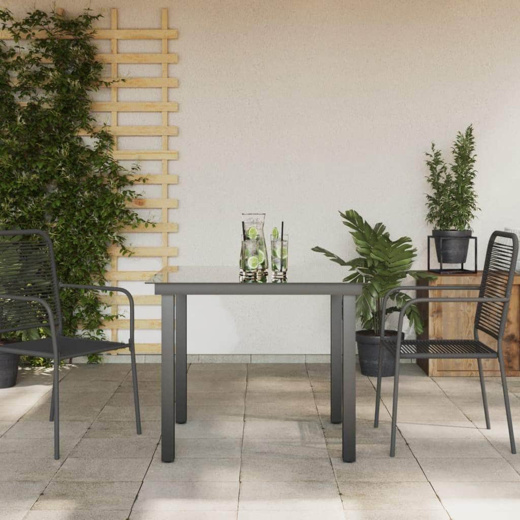 Garden Table Black Aluminium and Glass - Simple deals