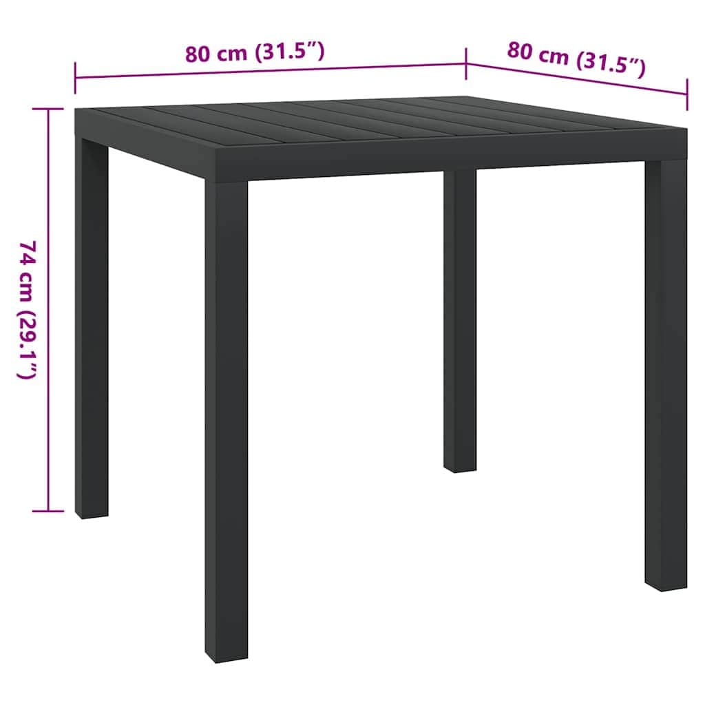 Garden Table Black Aluminium and WPC