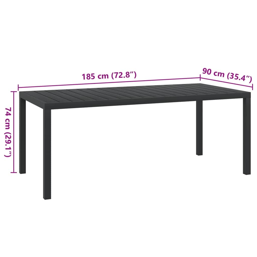 Garden Table Black,  Aluminium and WPC