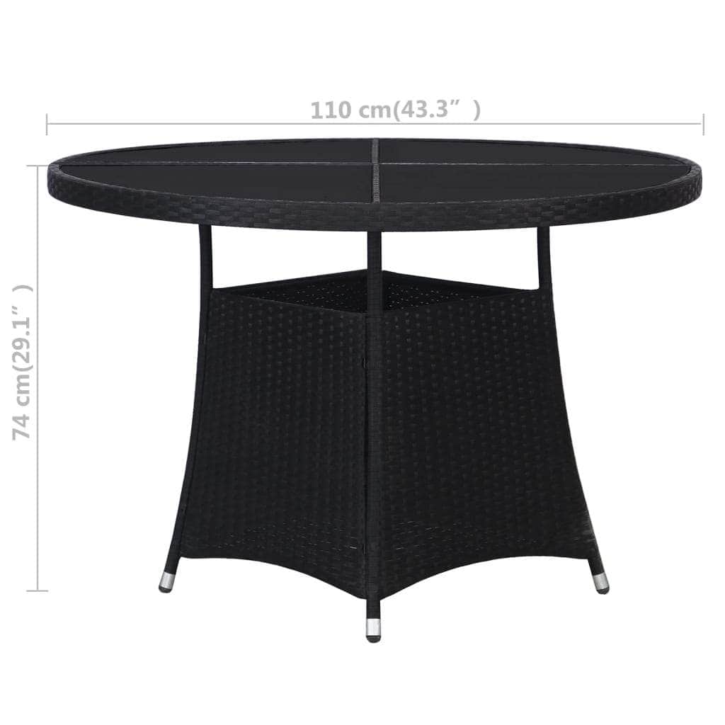 Garden Table Black Poly Rattan