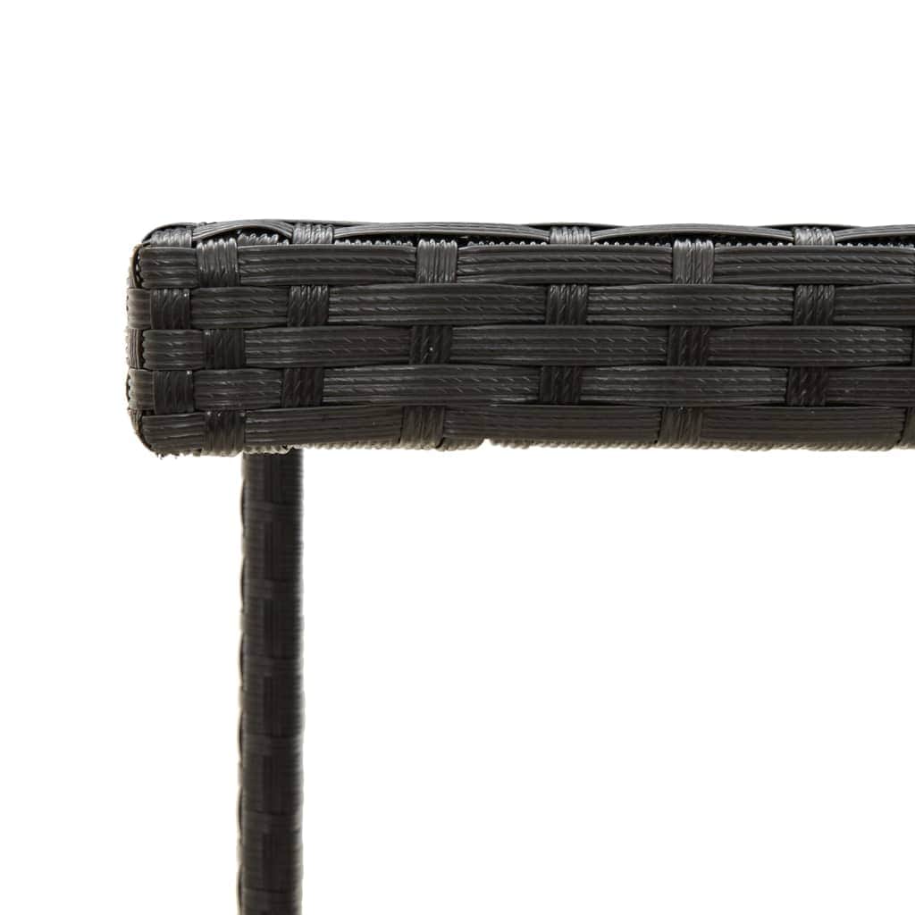 Garden Table Black Poly Rattan and Glass