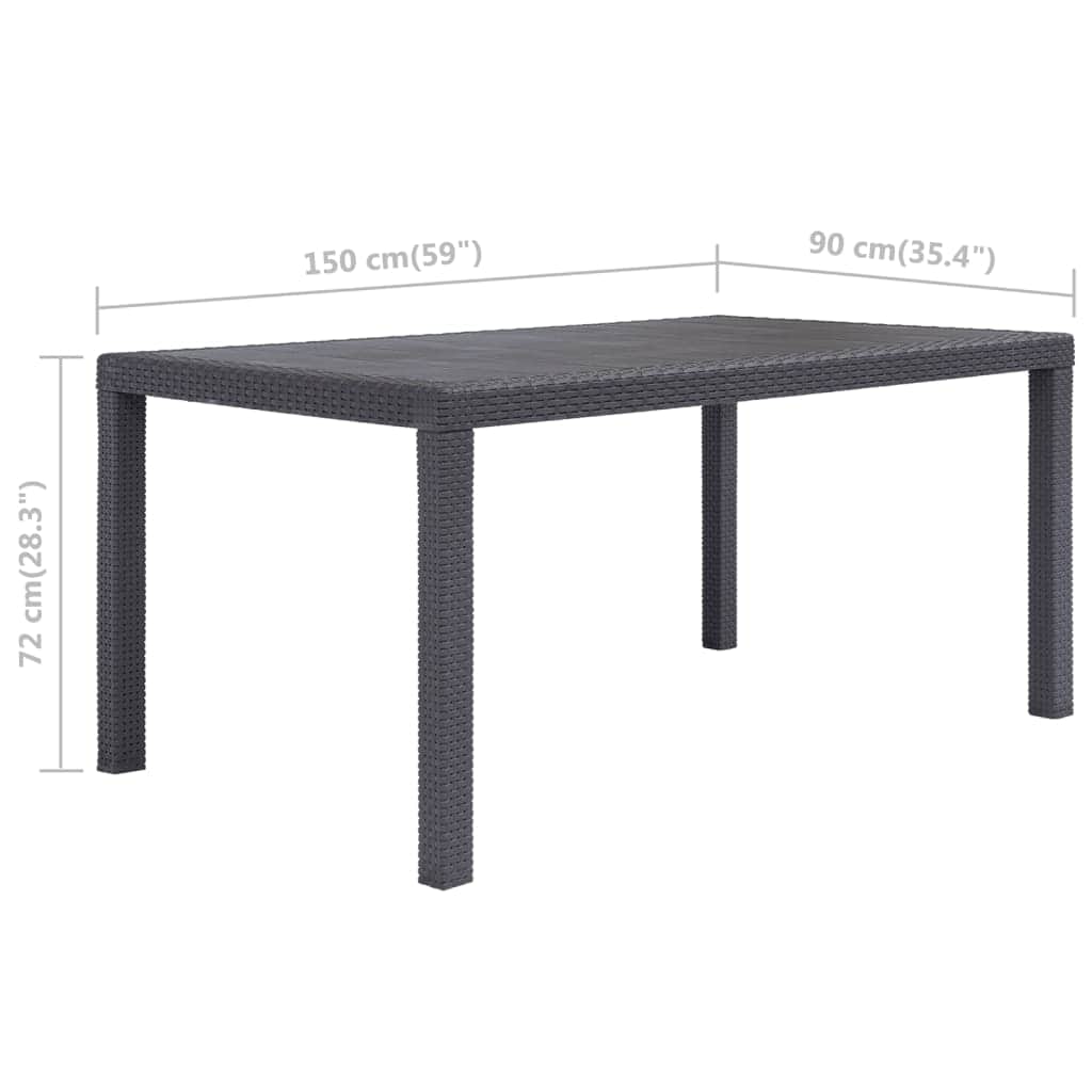 Garden Table Brown  Plastic Rattan Look
