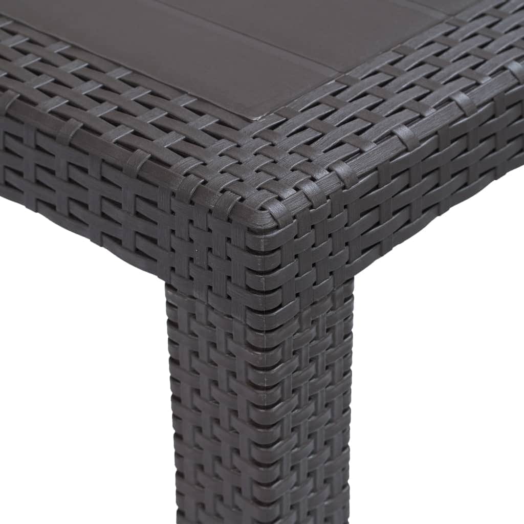 Garden Table Brown Plastic Rattan Look