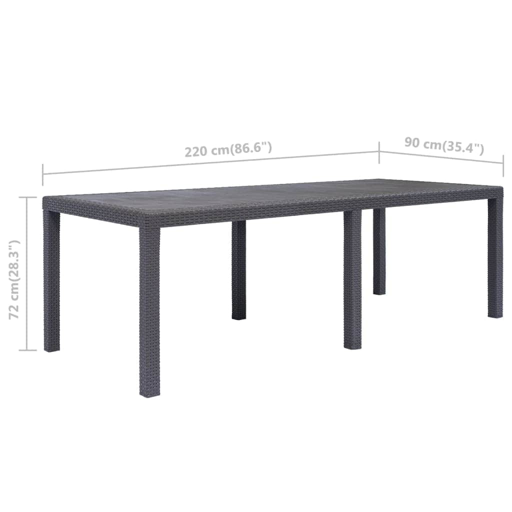 Garden Table Brown Plastic Rattan Look