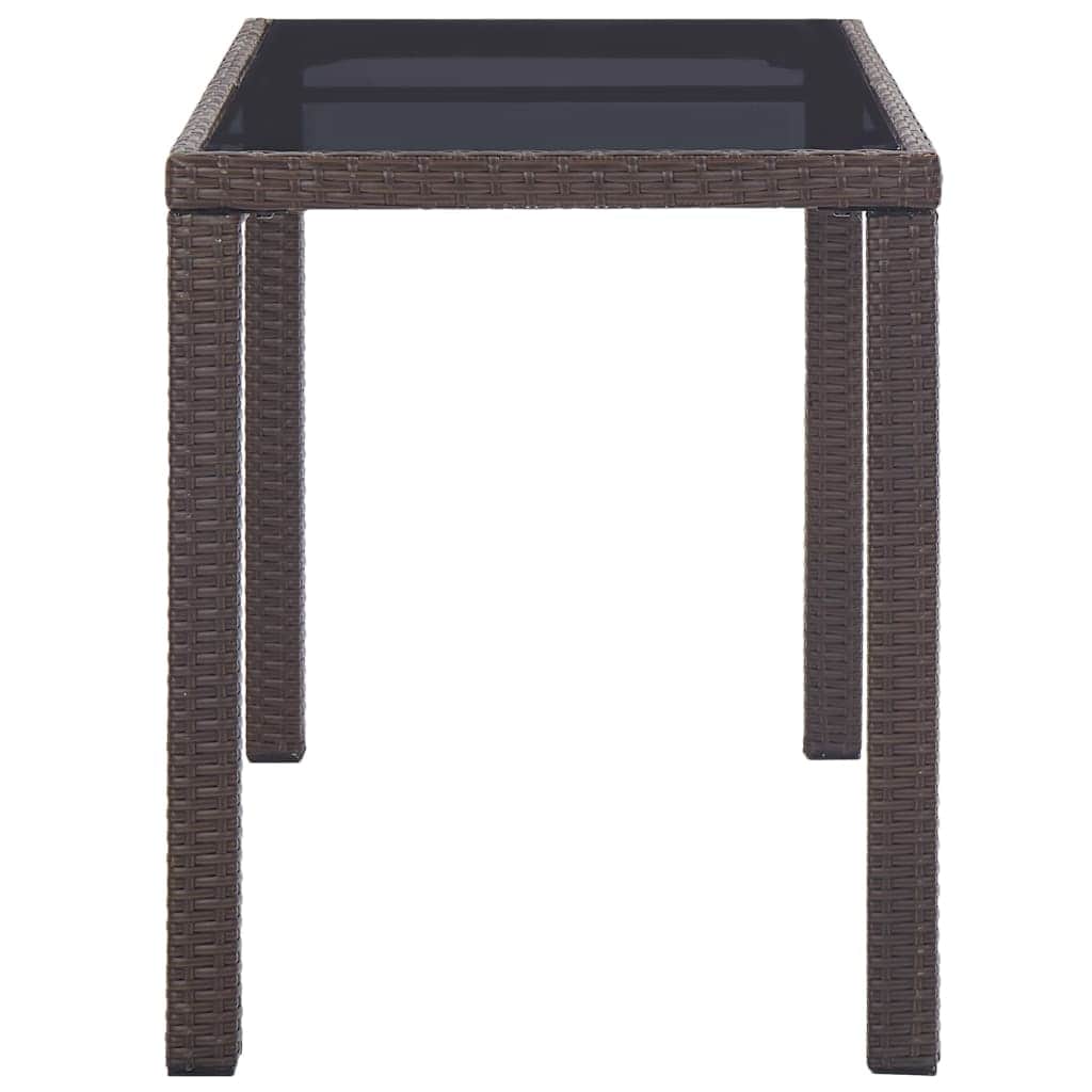 Garden Table Brown Poly Rattan