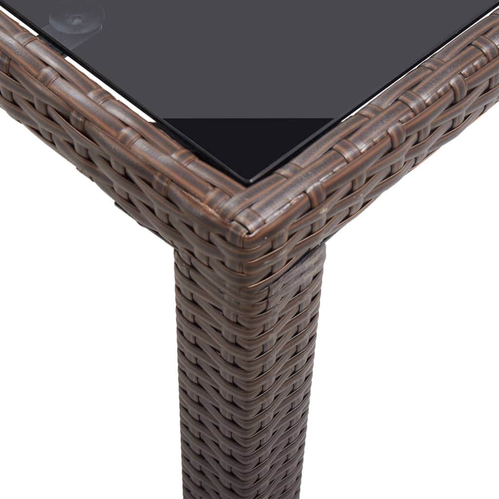 Garden Table Brown Poly Rattan