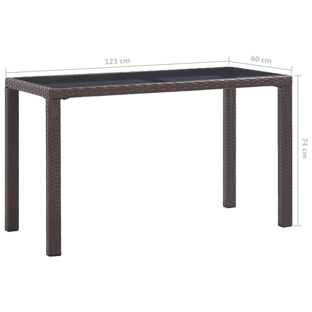 Garden Table Brown Poly Rattan