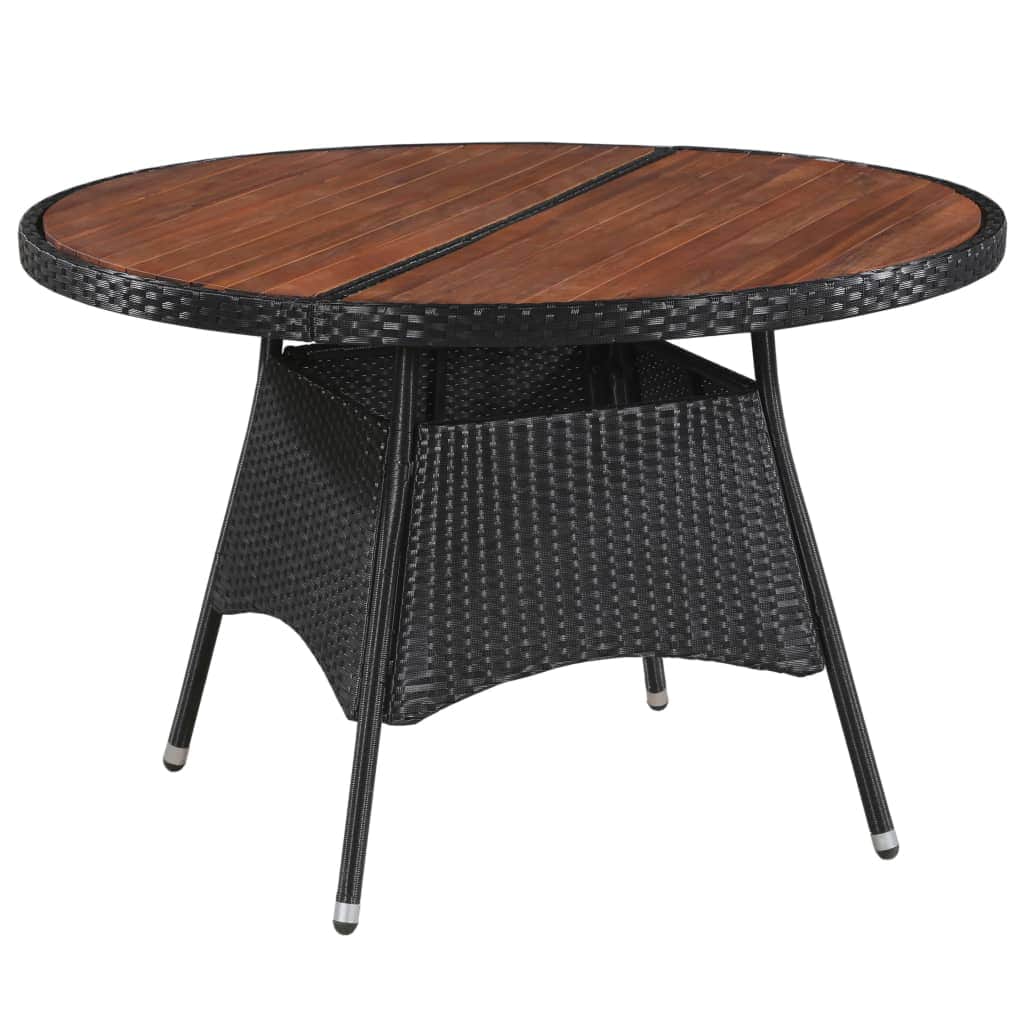 Garden Table Poly Rattan and Solid Acacia Wood - Simple deals