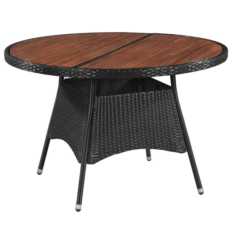 Garden Table Poly Rattan and Solid Acacia Wood - Simple deals