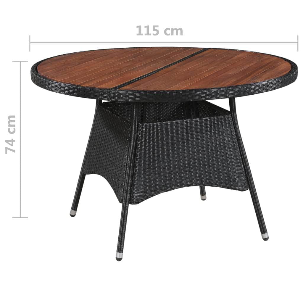 Garden Table Poly Rattan and Solid Acacia Wood - Simple deals