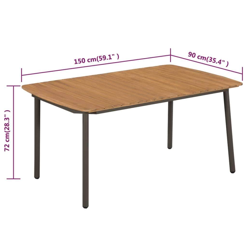 Garden Table - Solid Acacia Wood and Steel - Simple deals