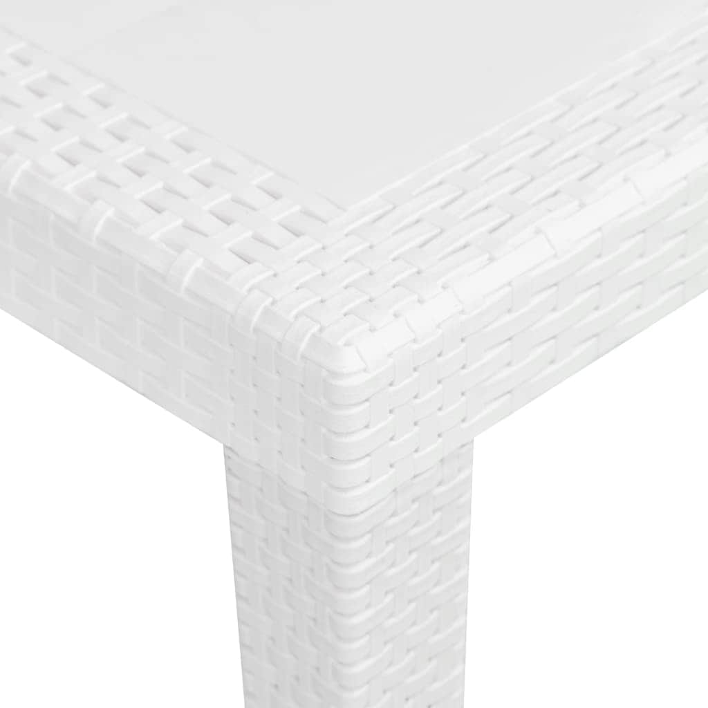 Garden Table White  Plastic Rattan Look