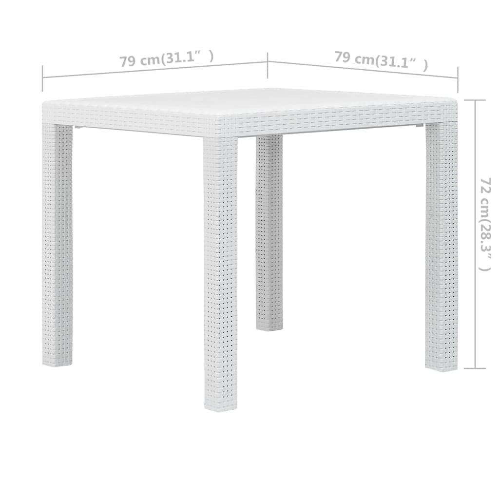 Garden Table White  Plastic Rattan Look