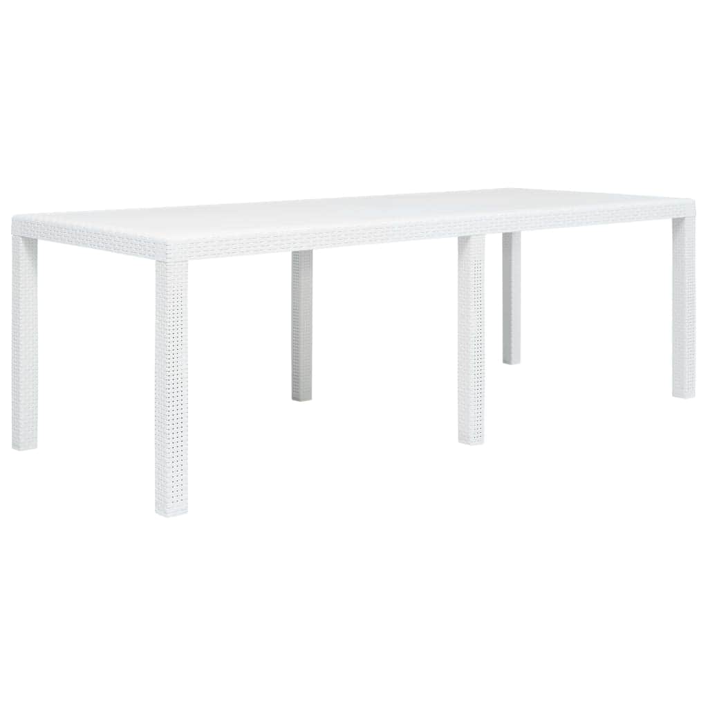 Garden Table White Plastic Rattan Look