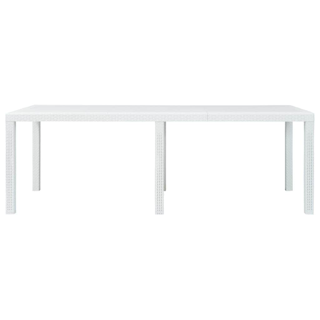Garden Table White Plastic Rattan Look