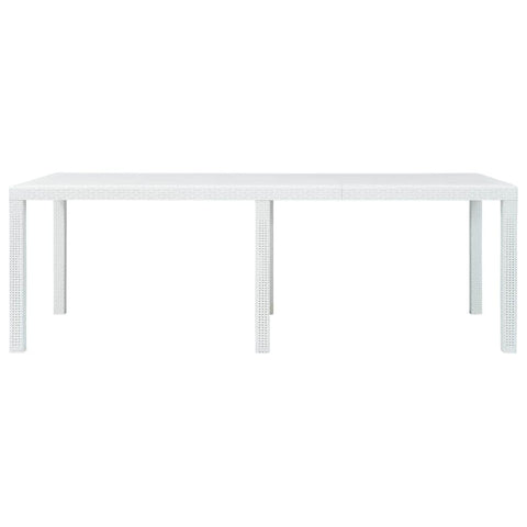 Garden Table White Plastic Rattan Look