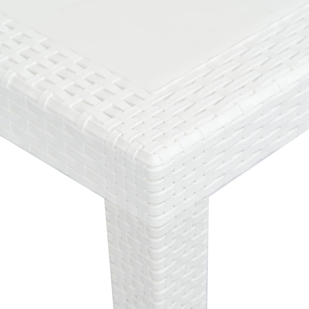 Garden Table White Plastic Rattan Look