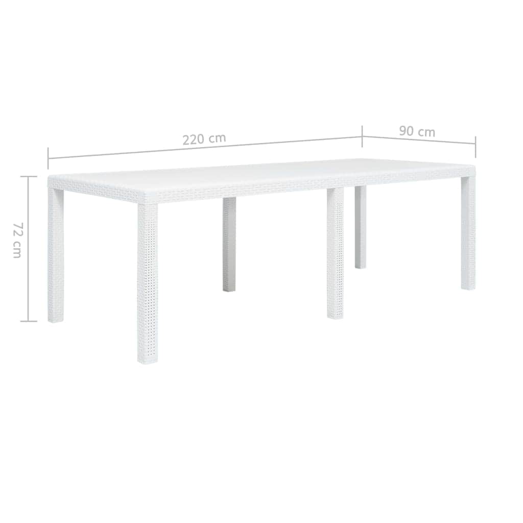 Garden Table White Plastic Rattan Look
