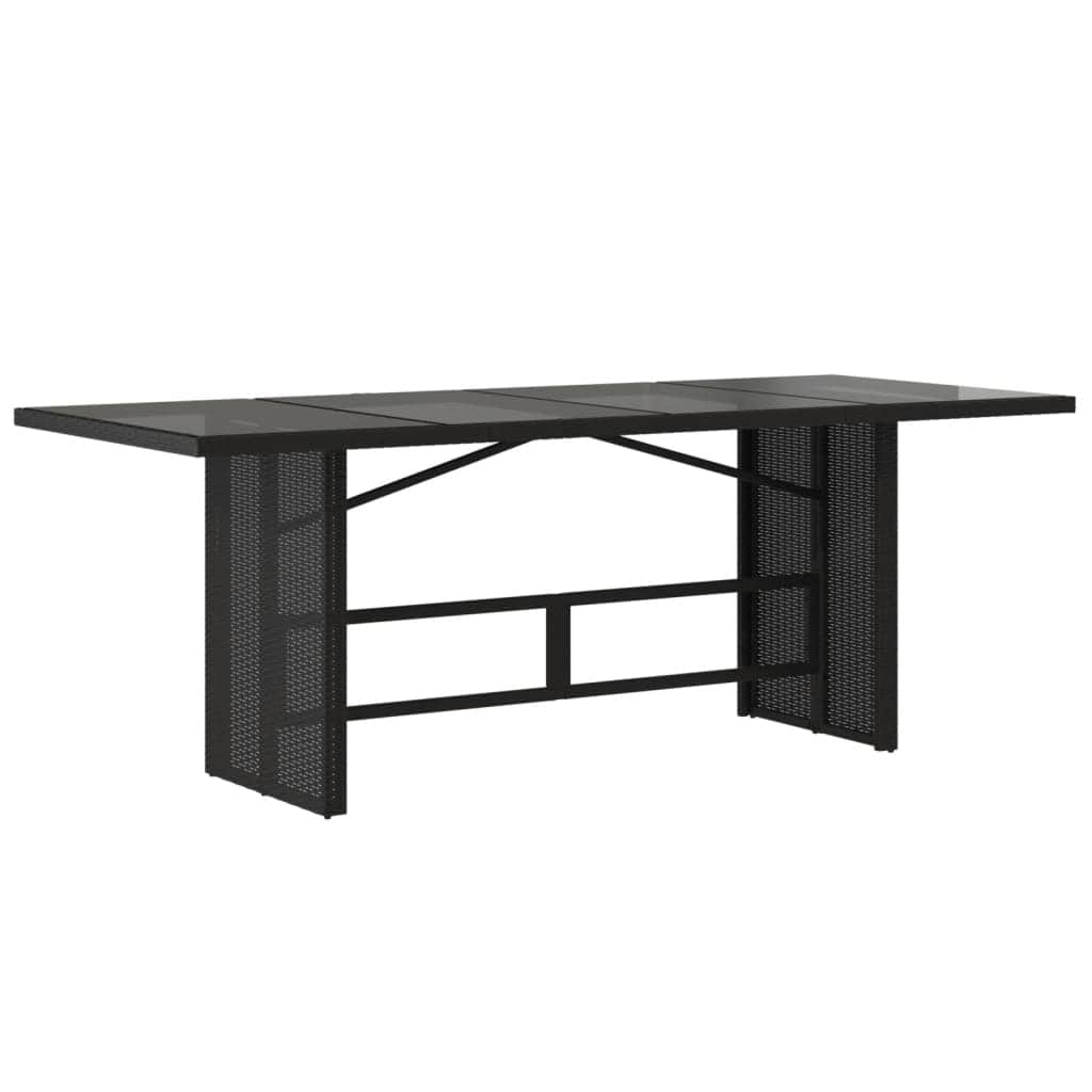 Glass finish - Garden Table with Glass Top Black Poly Rattan