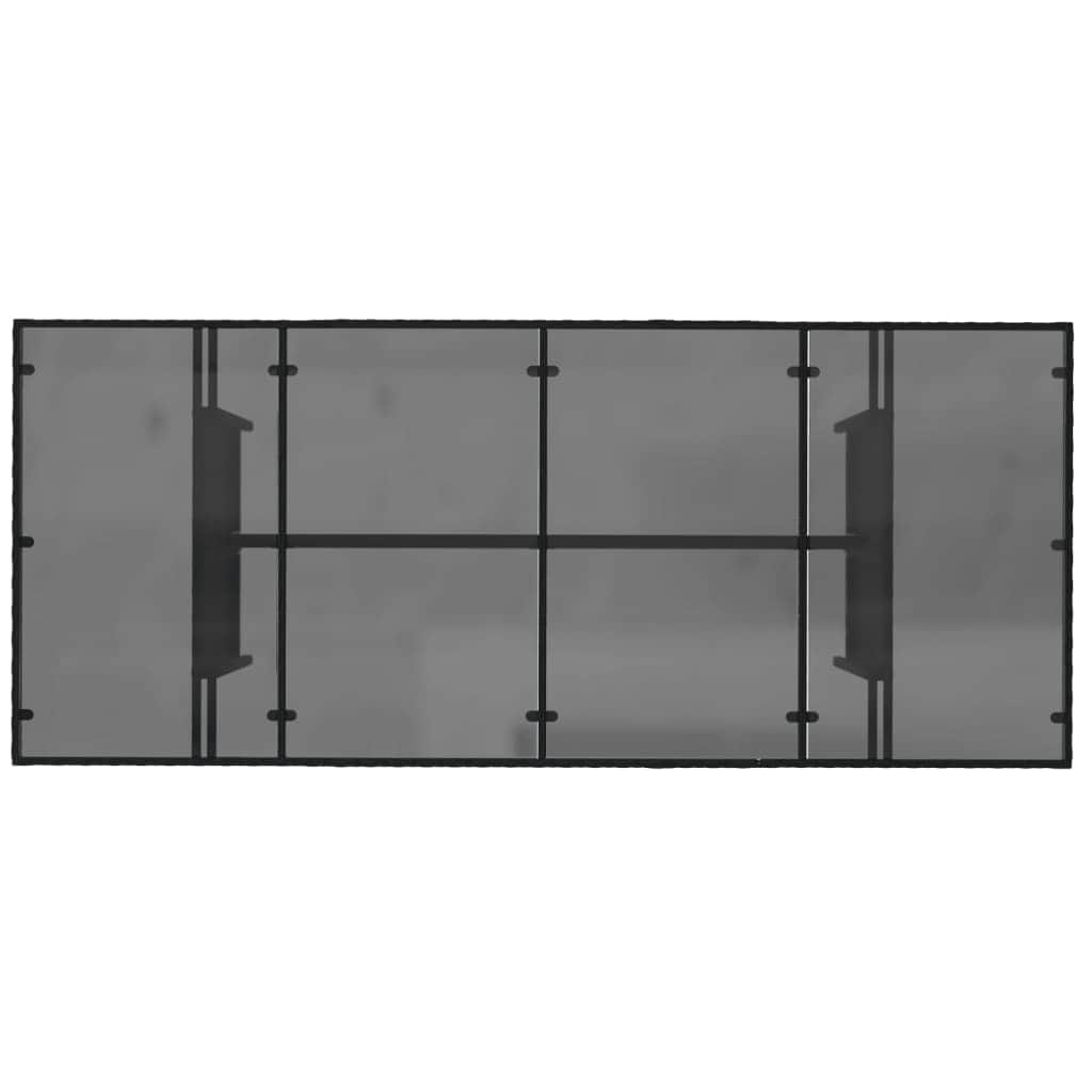 Garden Table with Glass Top Black  Poly Rattan