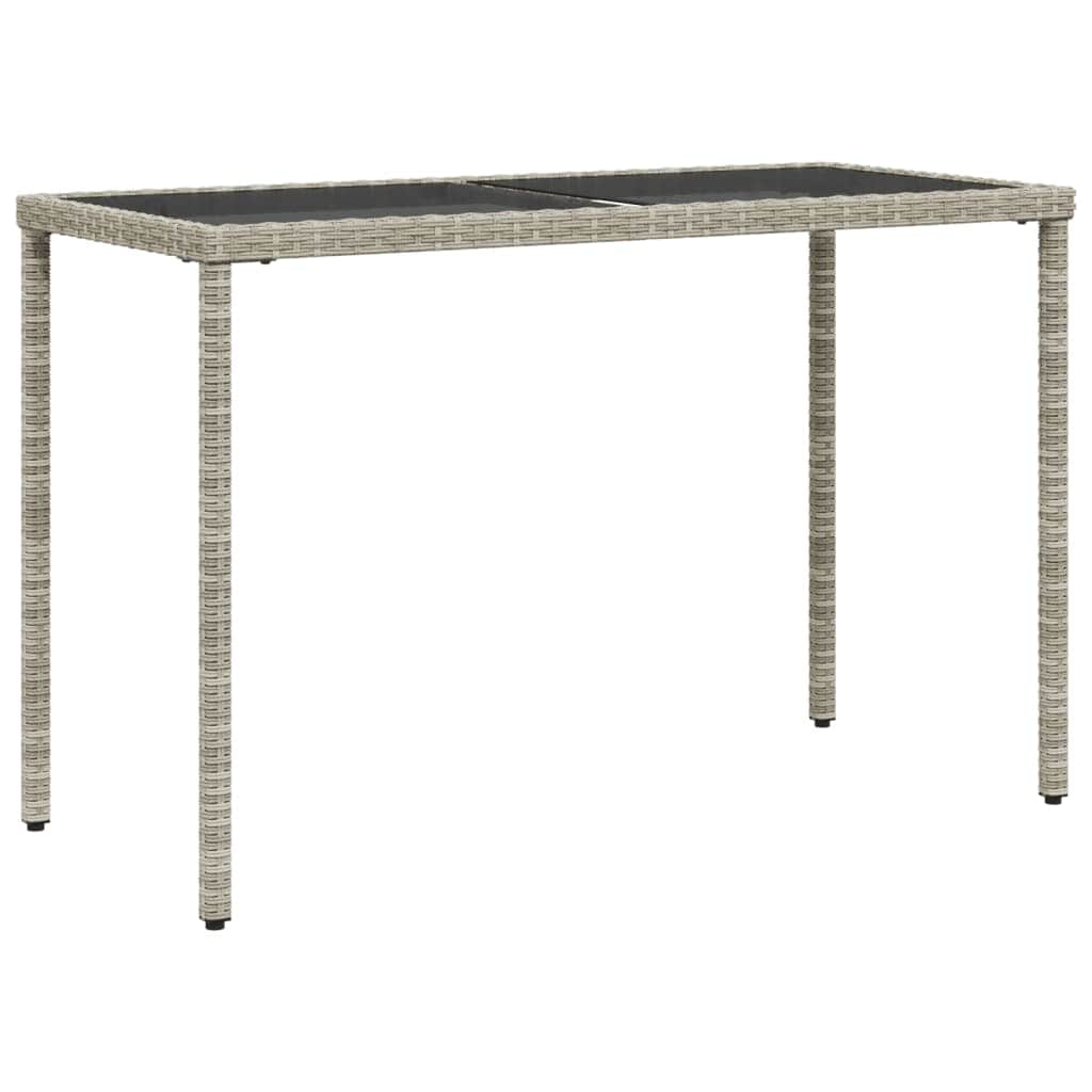 Garden Table with Glass Top Light Grey Poly Rattan