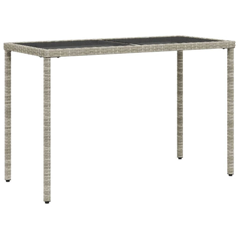 Garden Table with Glass Top Light Grey Poly Rattan