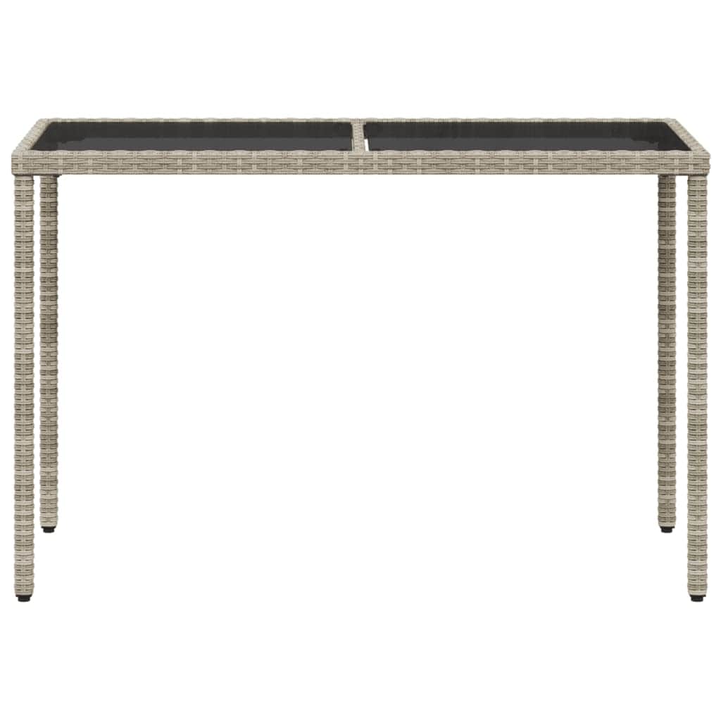 Garden Table with Glass Top Light Grey Poly Rattan